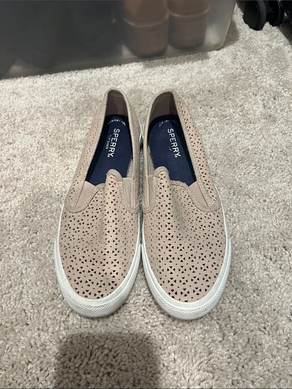 Sperry Women’s Perforated Slip-On Sneakers in Blush